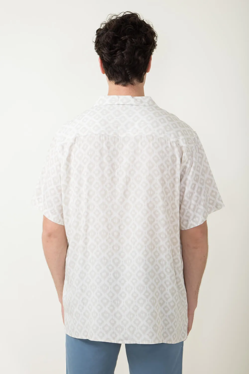 Woven Button Up Shirt for Men in Cream | 4PW7080M-CREAM