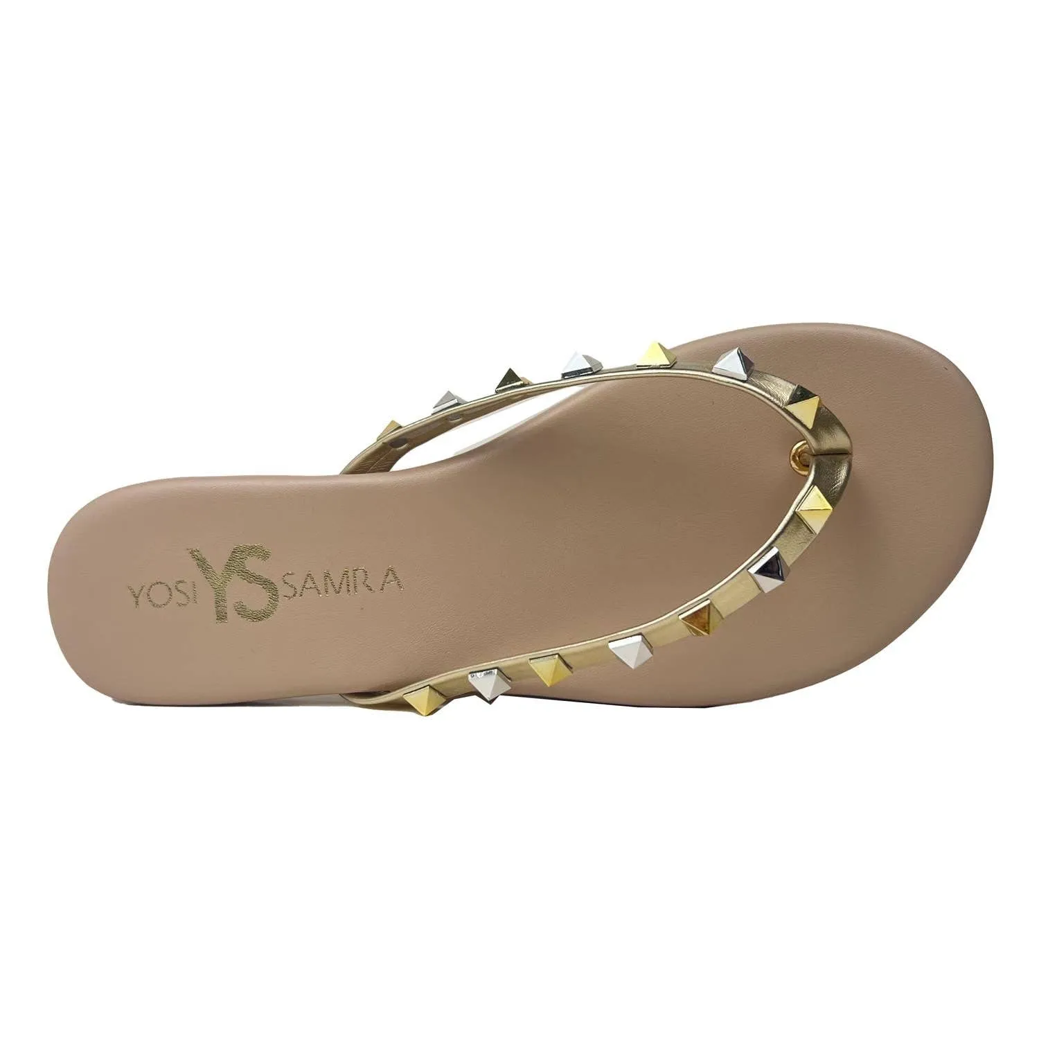 Yosi Samra Rivington Stud Flip Flop - Beige Metallic