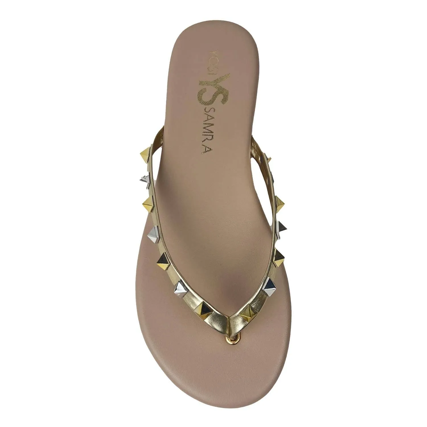 Yosi Samra Rivington Stud Flip Flop - Beige Metallic
